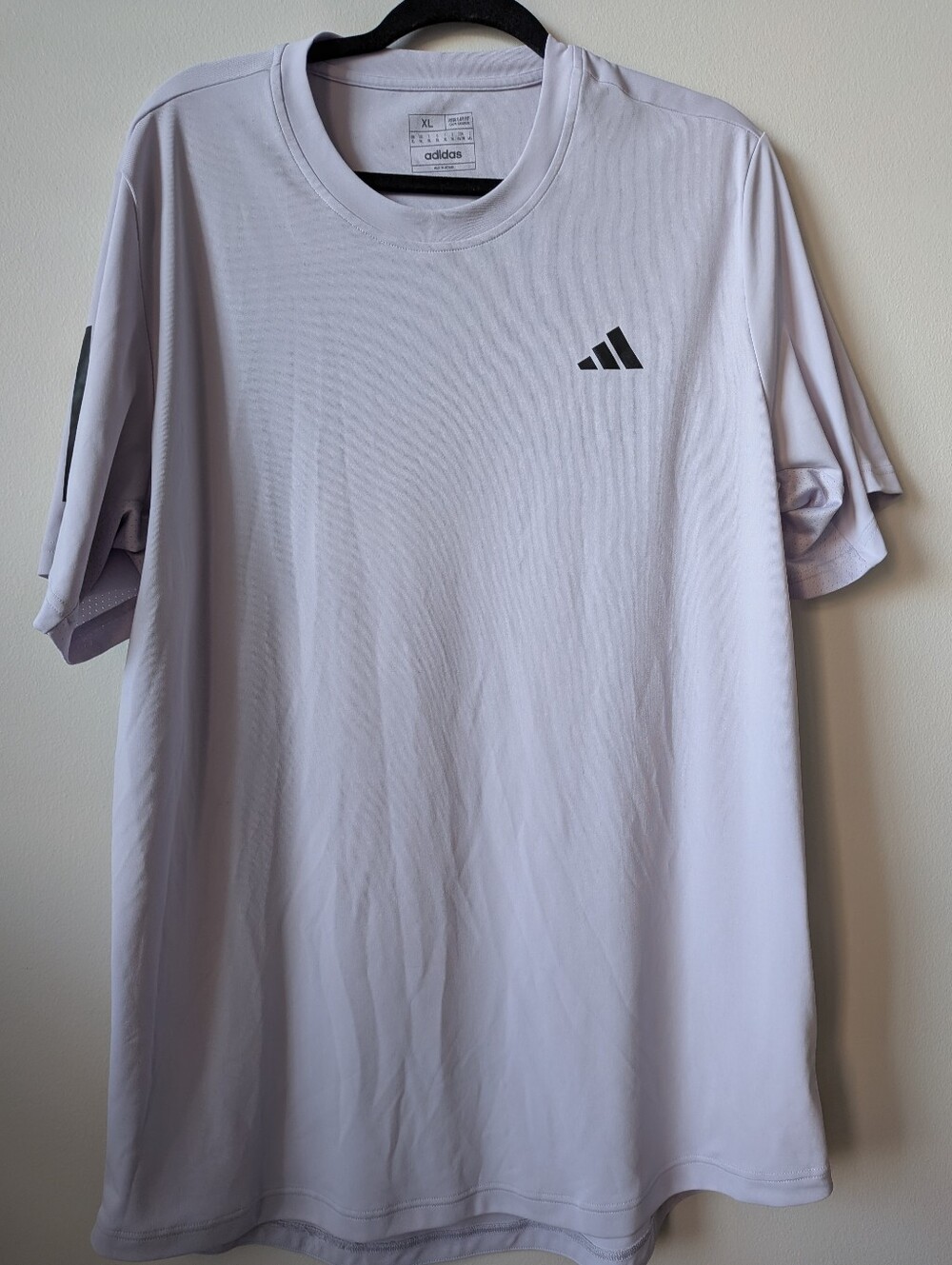 adidas Men’s Club 3 Stripes Tennis Tee Light Purple Short Sleeve Crew Tee